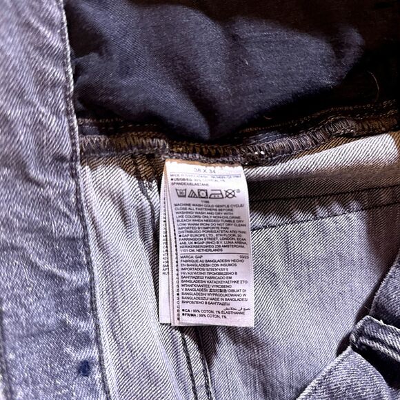 Gap Mens Jeans Black Size 38x34 (38x32) Straight Denim - Picture 9 of 12